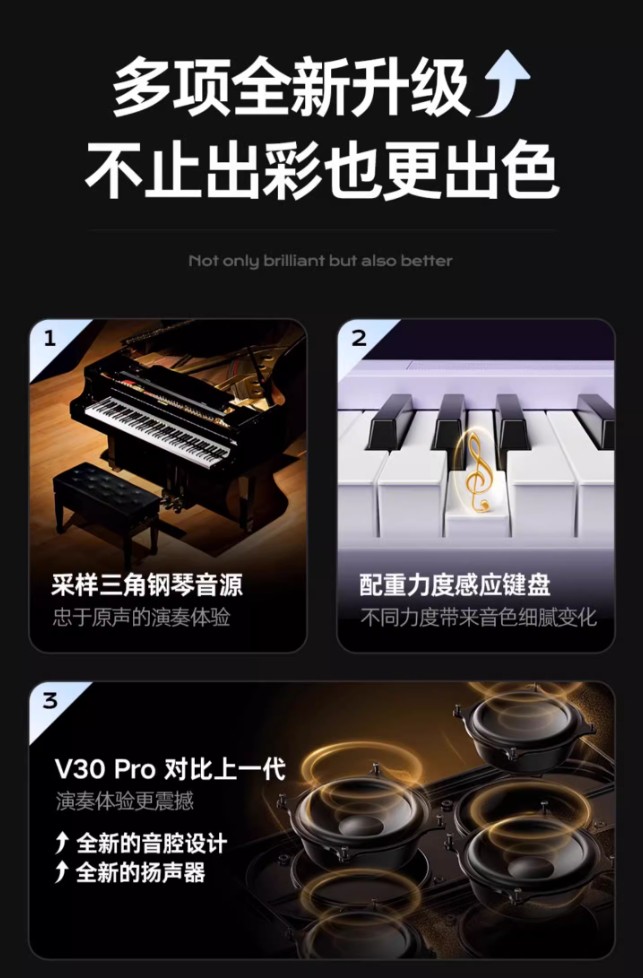 让专业更轻盈，让启蒙更智能——特伦斯便携钢琴V30Pro